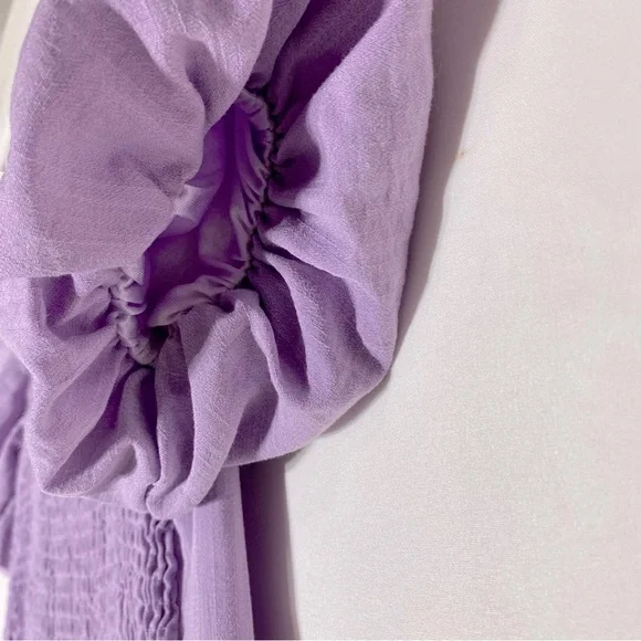 Women’s Lilac Purple Wide Pleated Leg Jumpsuit With Puff Sleeves S - Picture 13 of 16